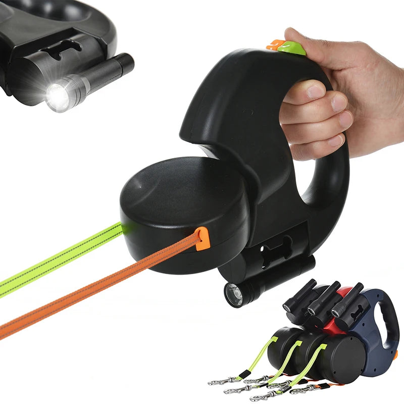3M Retractable Dual Pet Leash  with Lights
