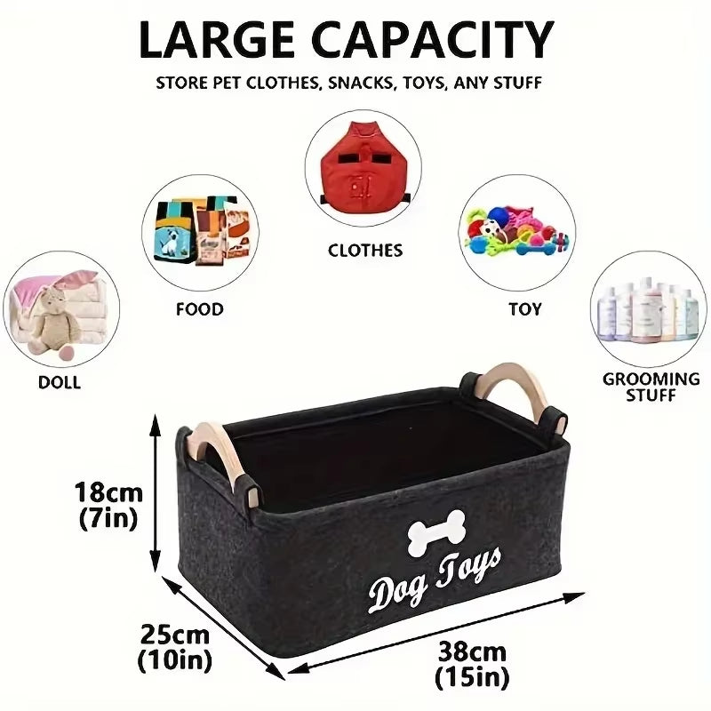 Felt Pet Toy Storage Basket - Ideal for Organizing Dog Toys