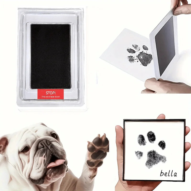 Pet Paw Print Commemorative Ink Pad，Dog or Cat Pet Owner Keepsake，Diy Inkless Handprints and Pet Pawprint Impression Making Kit
