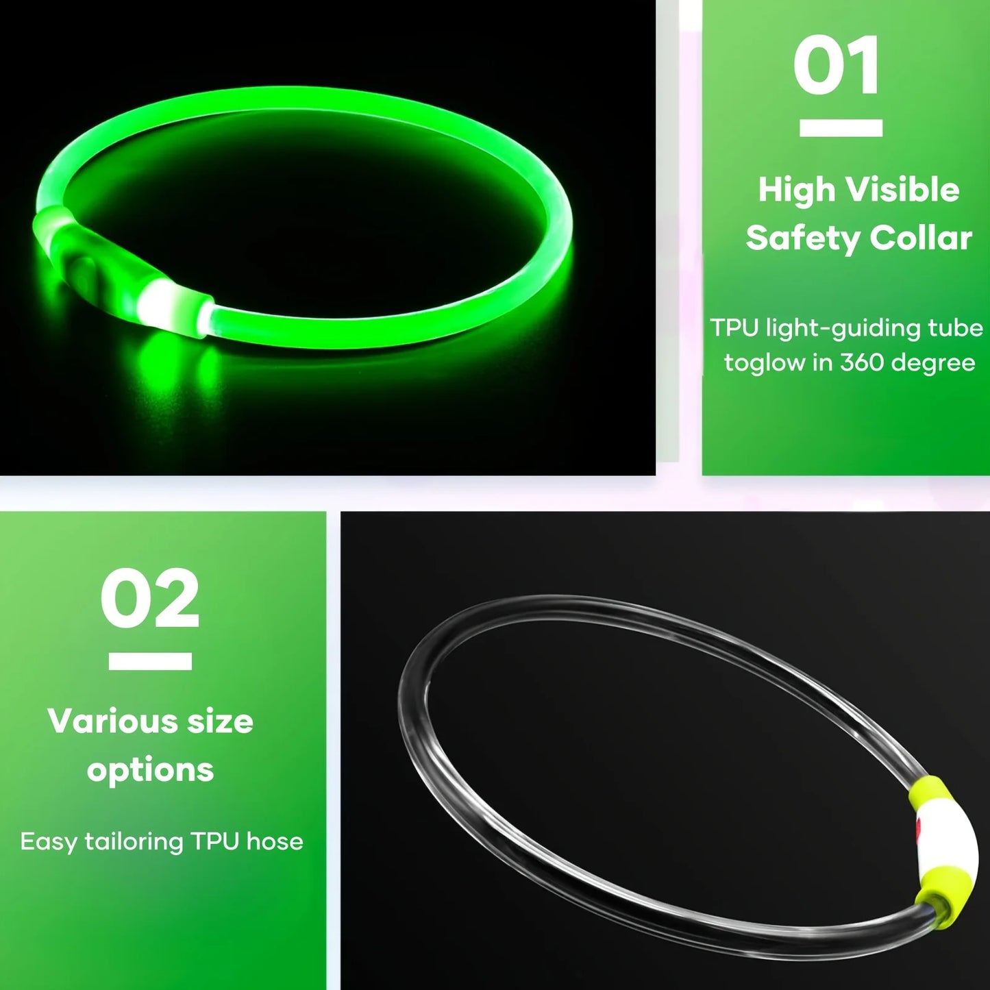 LED Light Collar Luminous Anti-Lost Dog Collar USB Rechargeable Dog  Collar