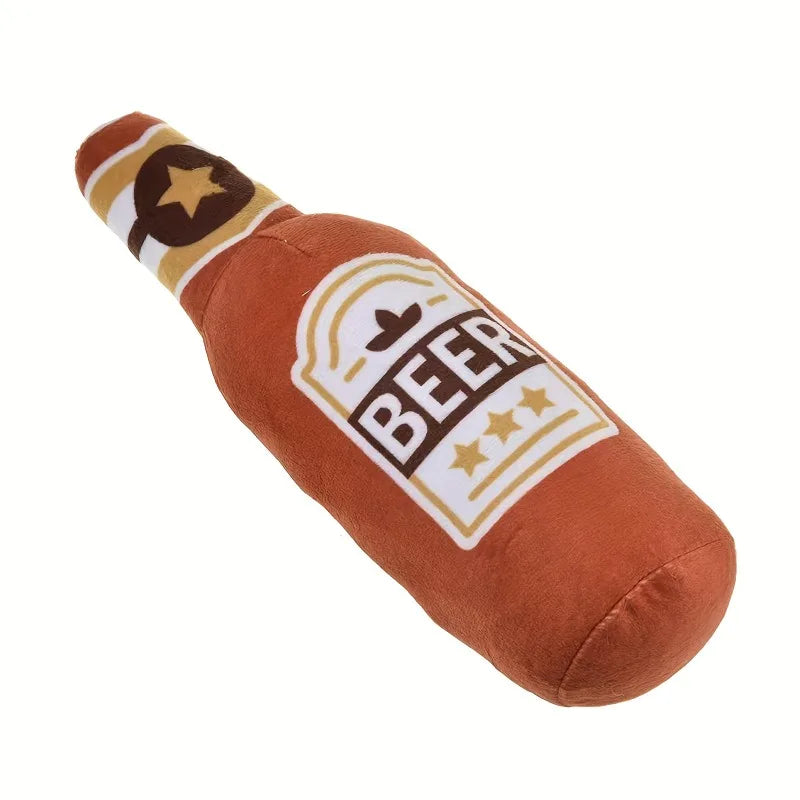Realistic Beer Bottle Shape, Squeaking Dog Toy.