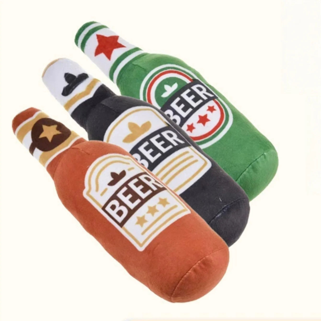 Realistic Beer Bottle Shape, Squeaking Dog Toy.