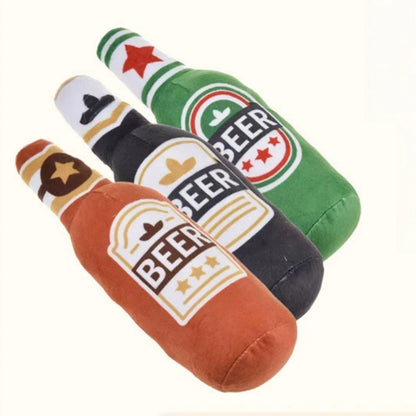 Realistic Beer Bottle Shape, Squeaking Dog Toy.