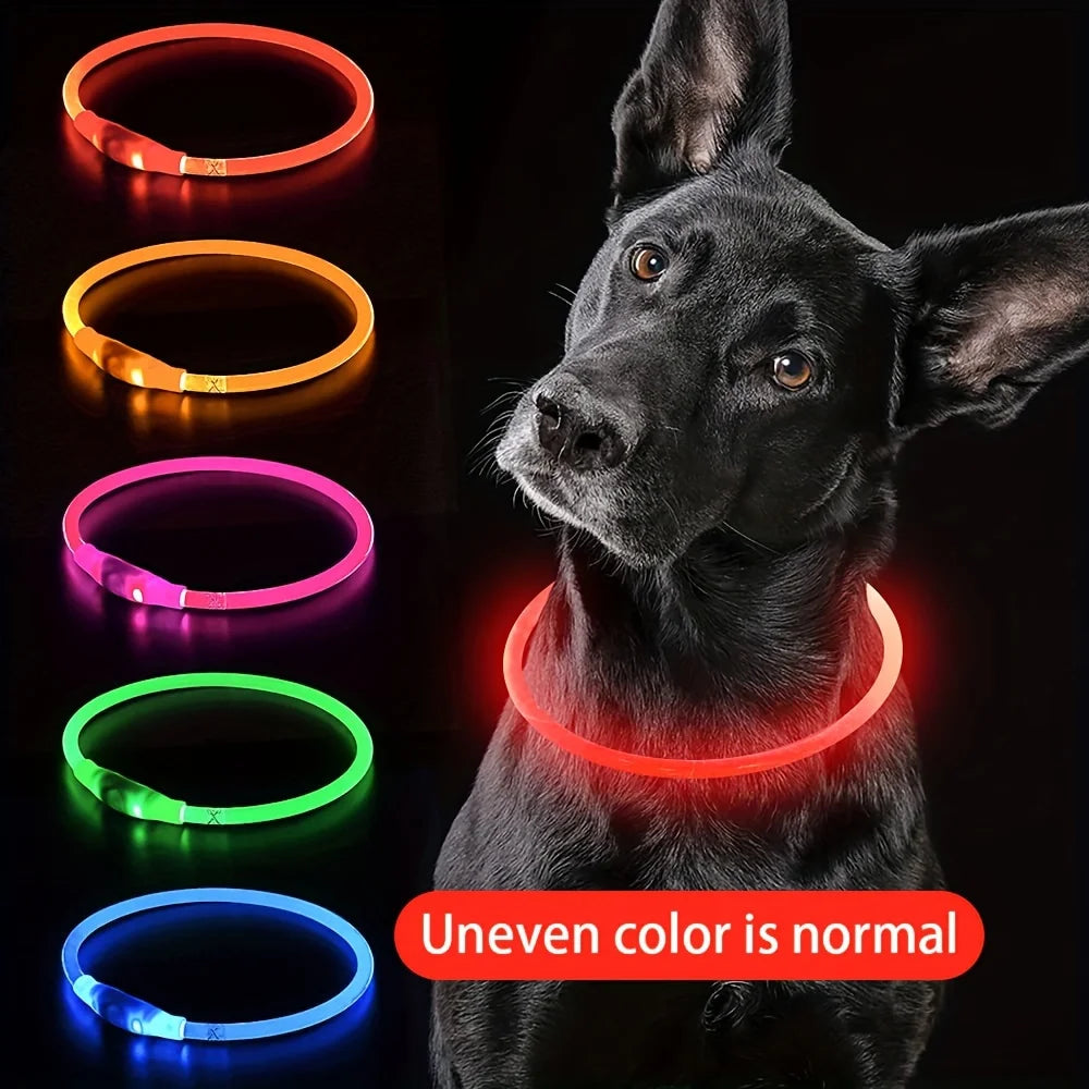 LED Light Collar Luminous Anti-Lost Dog Collar USB Rechargeable Dog  Collar