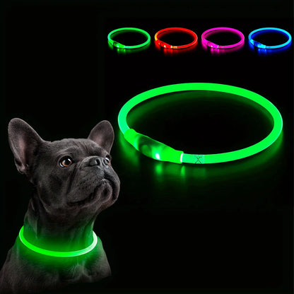 LED Light Collar Luminous Anti-Lost Dog Collar USB Rechargeable Dog  Collar
